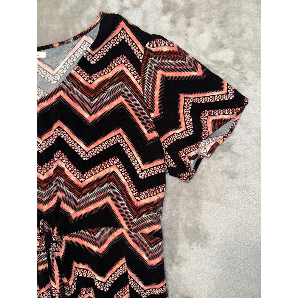 Maurices Shirt Womens L‎ Pink Black Bohemian Hippie Artsy Western Tie-Front - Picture 6 of 14
